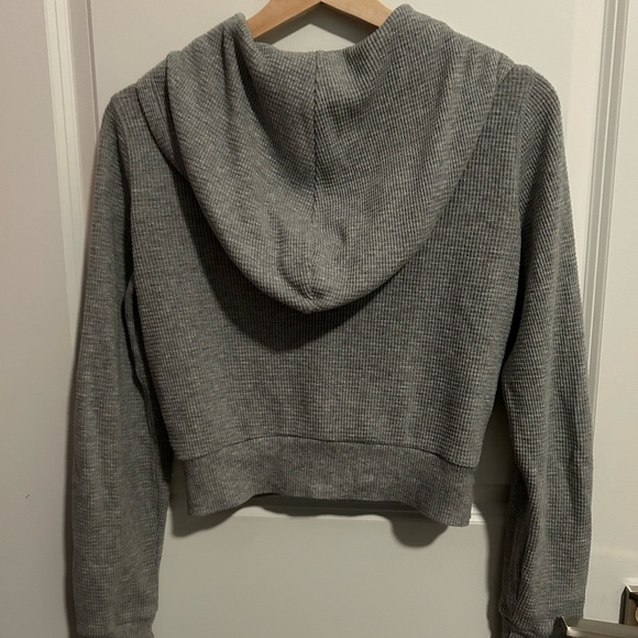 TNA Grey Waffle-knit Cropped Zip-Up Hoodie - Picture 5 of 5
